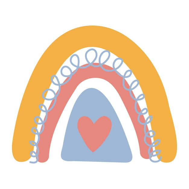 Hand drawn boho rainbow Cute set in pastel Scandinavian style Children's room design for room