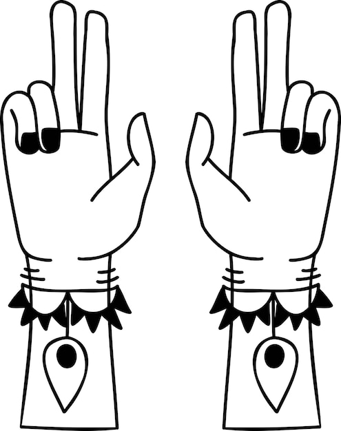 Hand Drawn boho style hands illustration