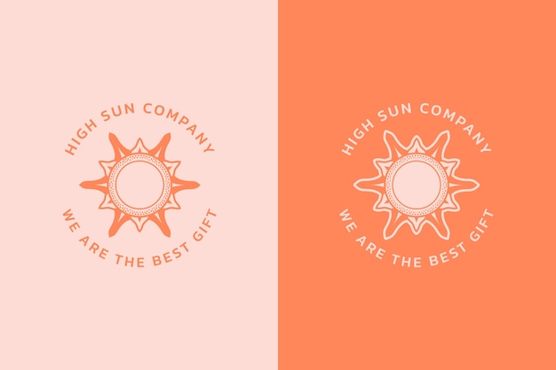 hand drawn boho sun logo design