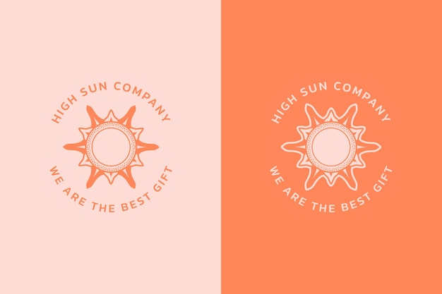 Vector hand drawn boho sun logo design