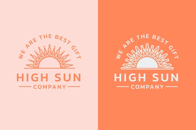 hand drawn boho sun logo design