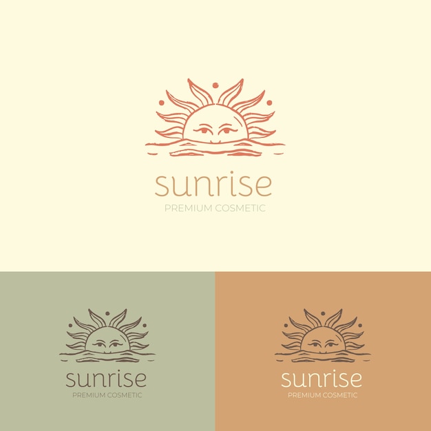 Vector hand drawn boho sun logo tempalte