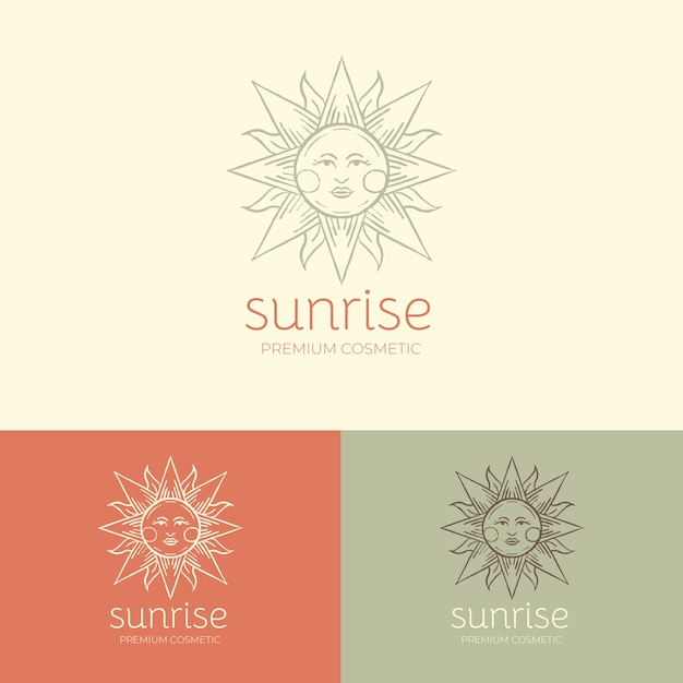 Hand drawn boho sun logo tempalte