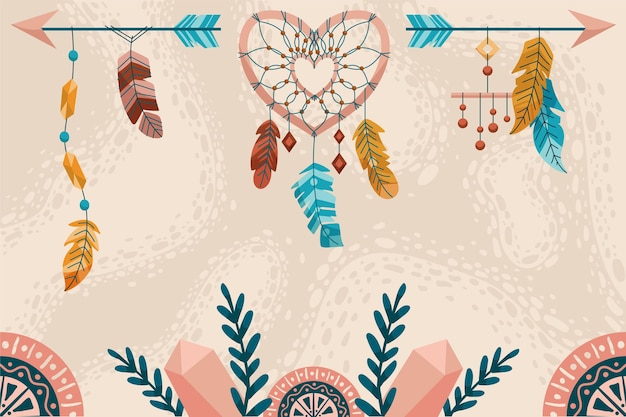 Vector hand drawn boho wallpaper