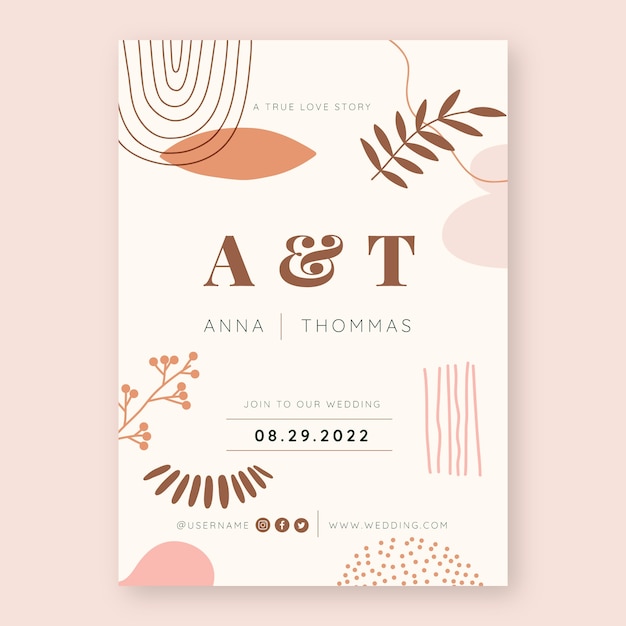 Vector hand drawn boho wedding poster