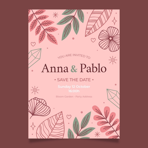 Vector hand drawn boho wedding poster