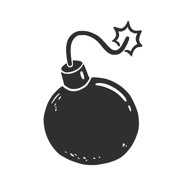 Vector hand drawn bomb with fire element. comic doodle sketch style. bomb for explosion concept icon. vector illustration.