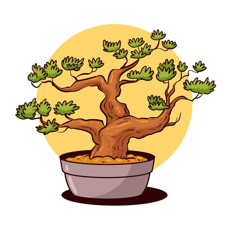 Vector hand drawn bonsai plant 1