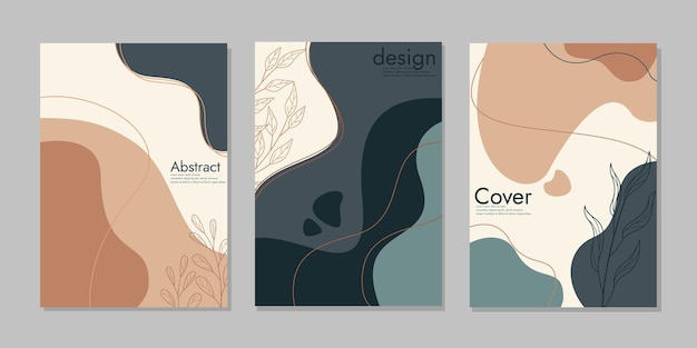 Hand drawn book cover template abstract pattern cover collection with floral ornament a4 size