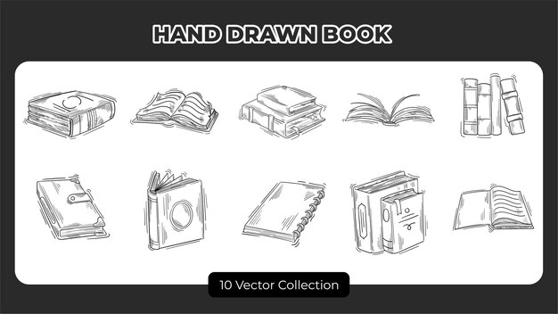Vector hand drawn book set