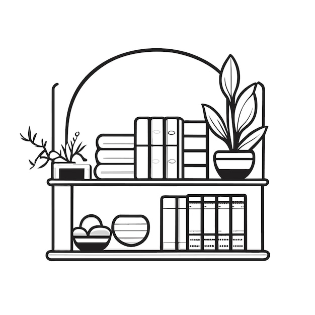 Hand drawn book shelf outline illustration