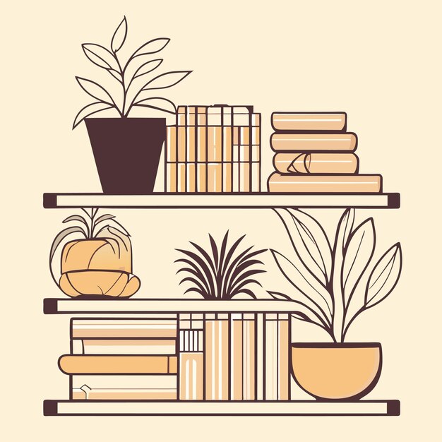 Hand drawn book shelf outline illustration