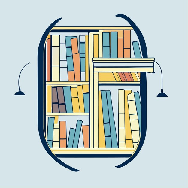 Vector hand drawn book shelf outline illustration