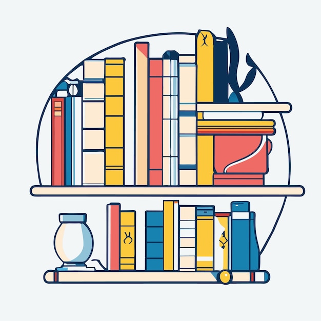 Hand drawn book shelf outline illustration