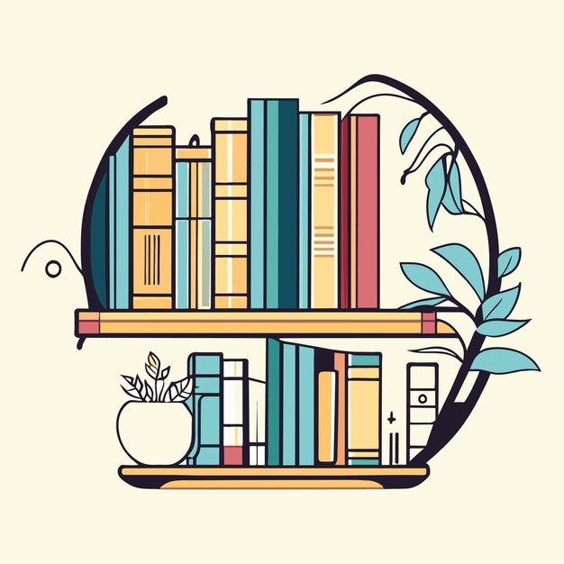 Hand drawn book shelf outline illustration