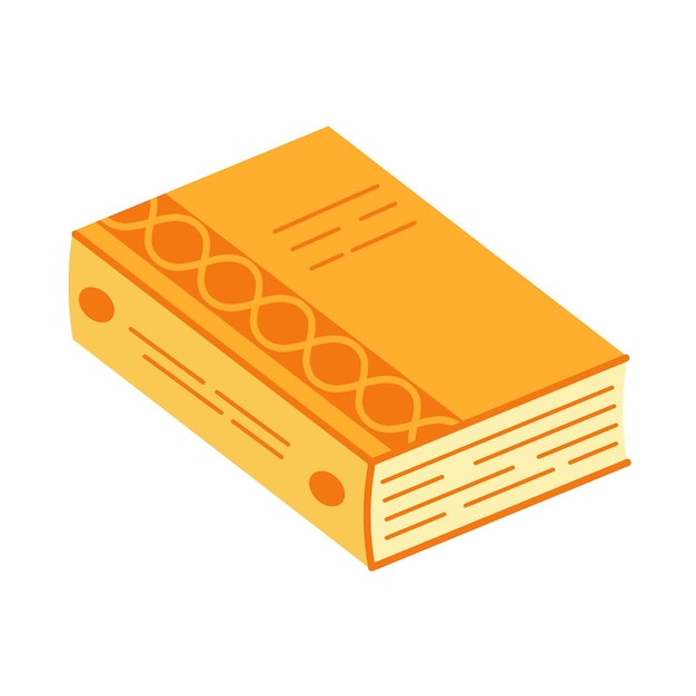 レトロなスタイルの白い背景で隔離の明るい黄色の表紙の手描き本