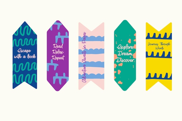 Hand drawn bookmarks stickers with an inscription