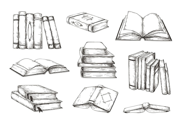 Illustrazione di libri disegnati a mano