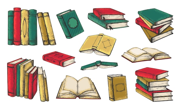 Hand drawn books illustration