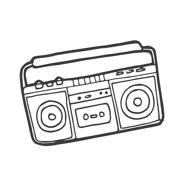 Hand drawn boombox Doodle sketch style