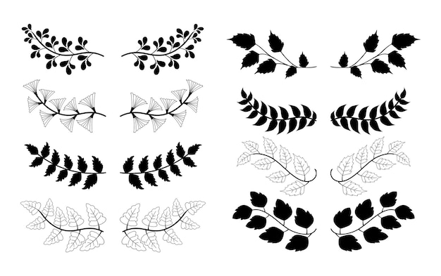 Hand drawn borders elements set collection floral swirl ornament vector