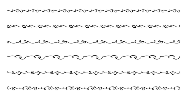 Insieme di elementi di bordi disegnati a mano collezione ornamento floreale di turbinio vector