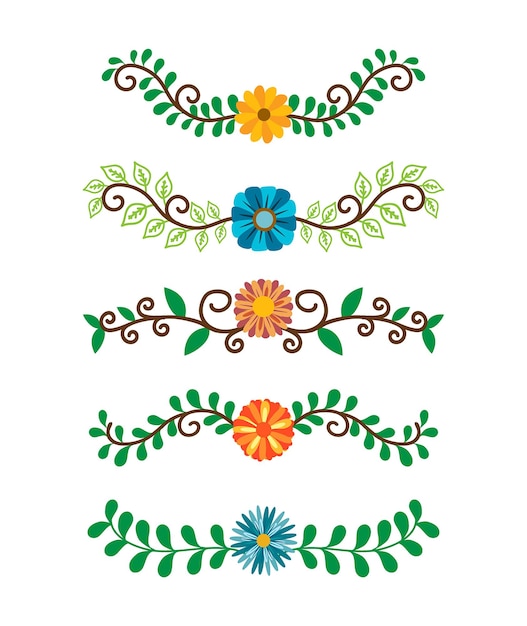 Hand Drawn Borders Elements Set Collection floral Swirl ornament Vector