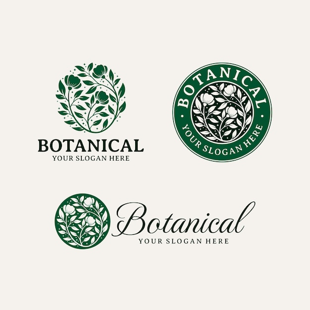 Vector hand drawn botanical flower logo template