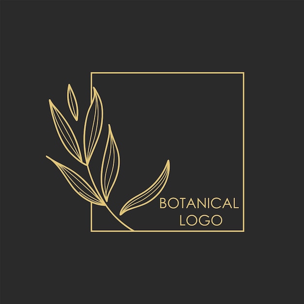 Logo botanico disegnato a mano linea floreale emblema logotipo naturale modello per spa e salone di bellezza boutique elegante pianta organica etichetta stile minimale carta di nozze rustica illustrazione vettoriale