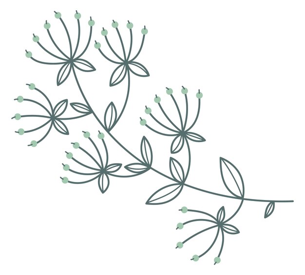 Hand drawn botany Decorative floral print element