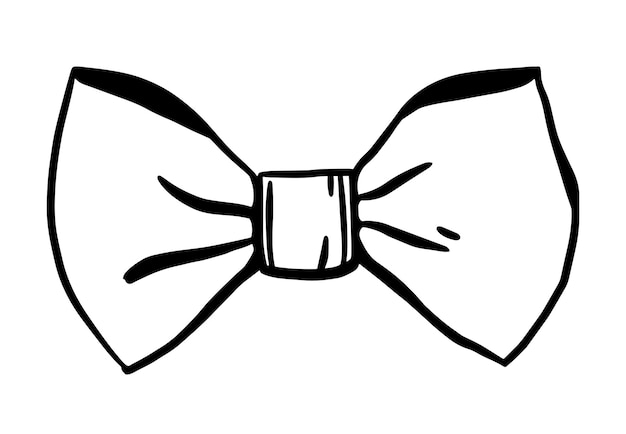 Ручной обращается монохромный эскиз галстука-бабочки