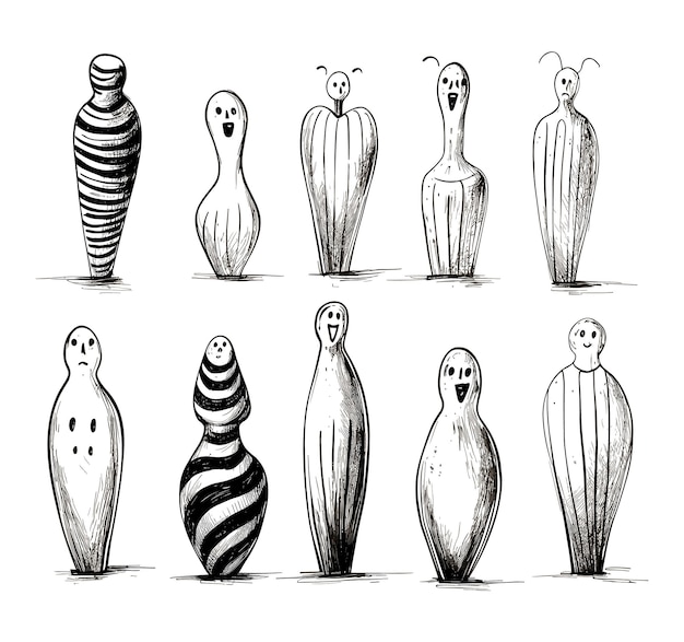 Hand drawn bowling pins pack