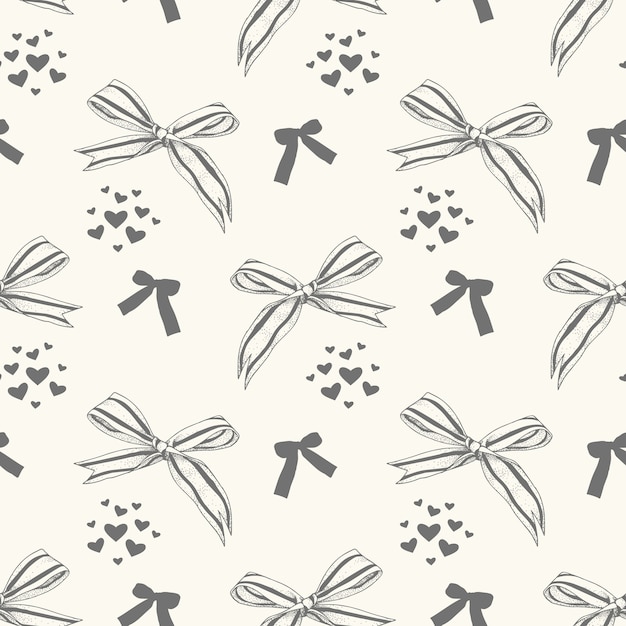 Hand drawn bows seamless pattern