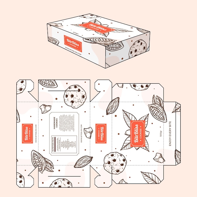 Vector hand drawn box design template