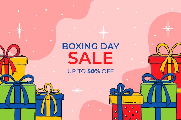 Vector hand drawn boxing day sale background