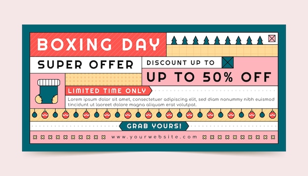 Vector hand drawn boxing day sale horizontal banner template