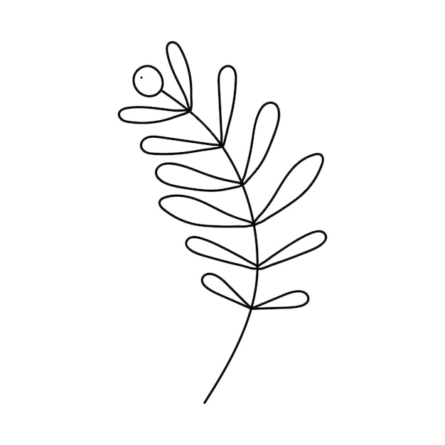 Hand drawn branch with leaves