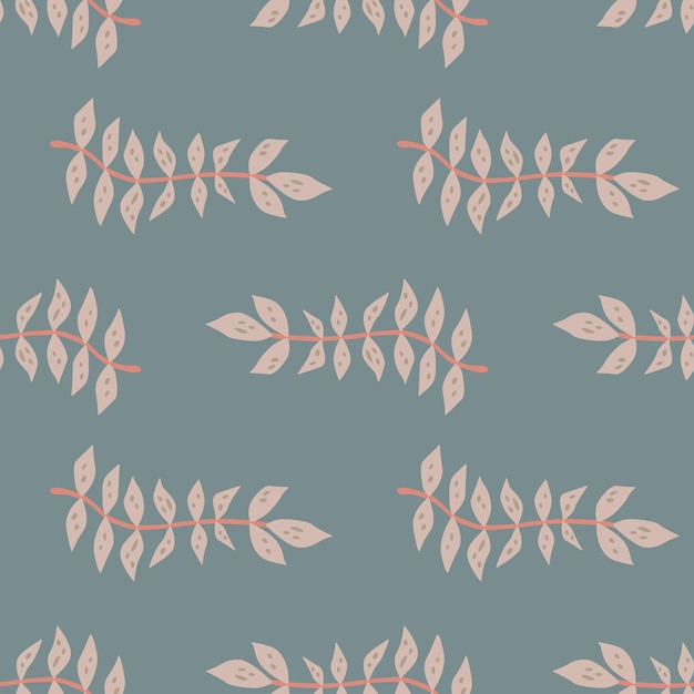 Vector hand drawn branches with leaves seamless pattern simple organic background
