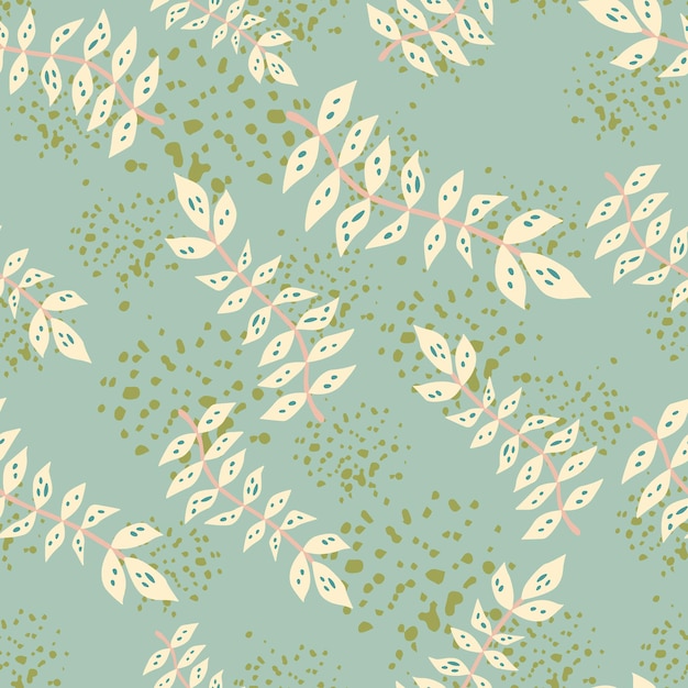 Hand drawn branches with leaves seamless pattern Simple organic background