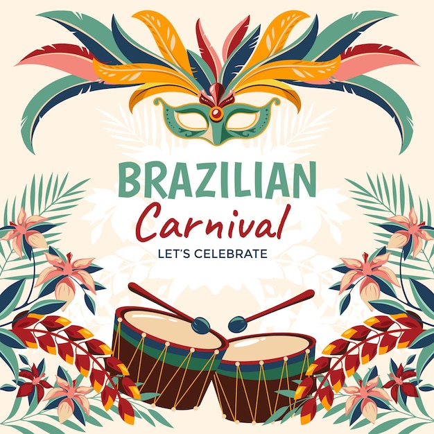 Vettore concetto di carnevale brasiliano disegnato a mano