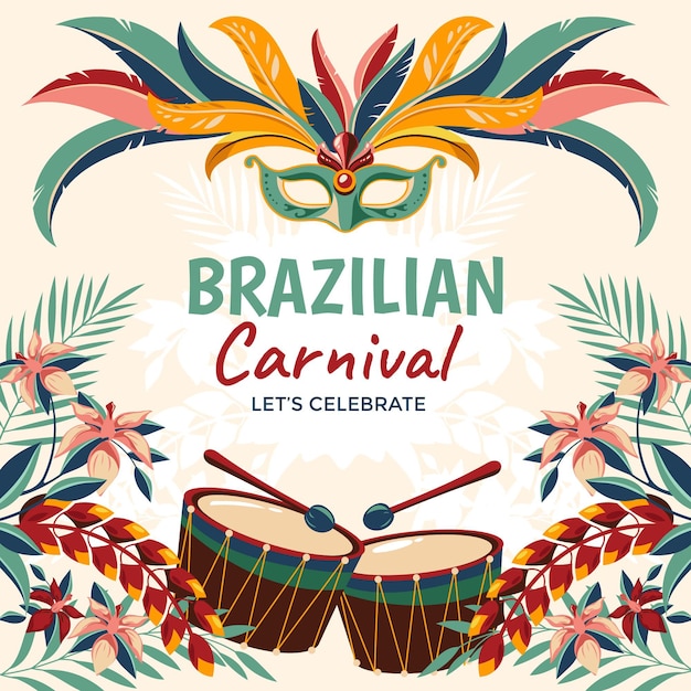 Hand drawn brazilian carnival concept