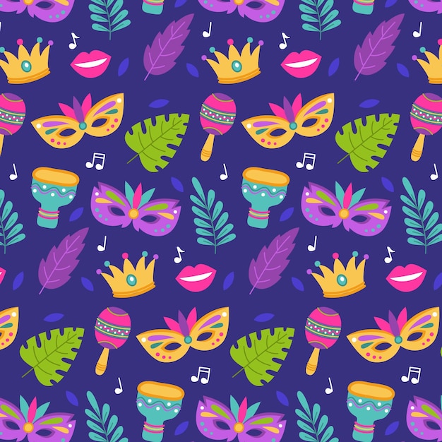 Vector hand drawn brazilian carnival pattern