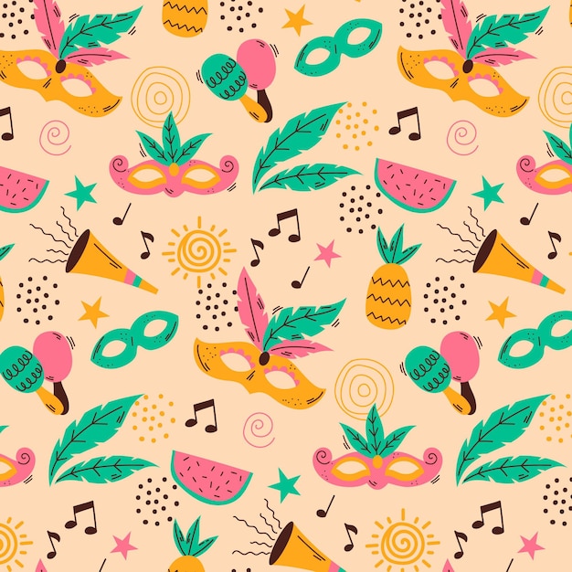 Vector hand drawn brazilian carnival pattern