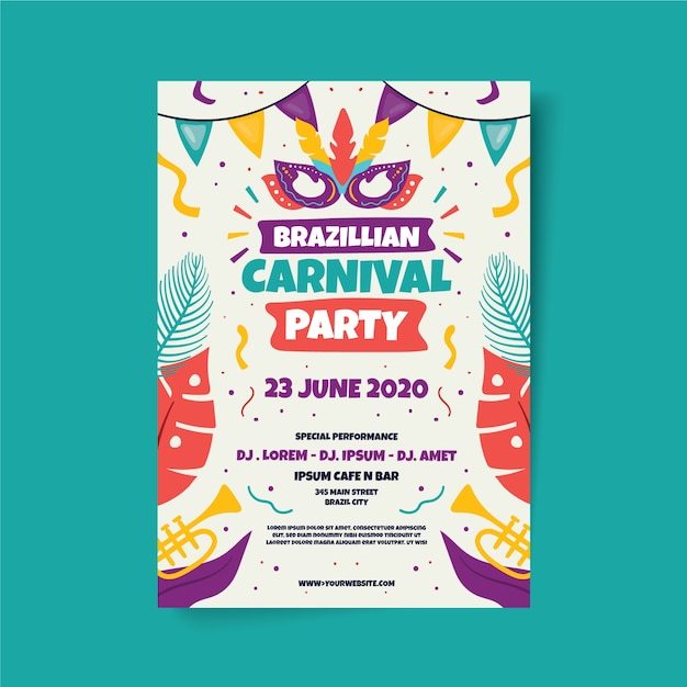 hand drawn brazilian carnival poster template