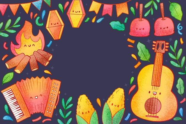 hand drawn brazilian festas juninas background