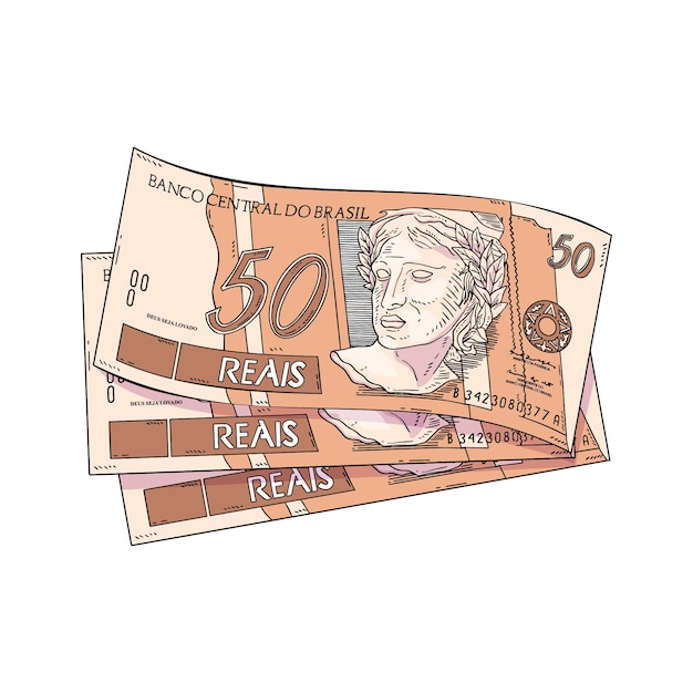 Vector hand drawn brazilian real illustration