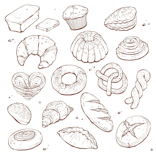 Vector hand drawn bread