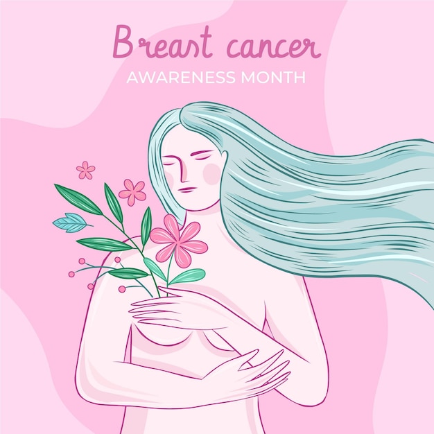 Hand drawn breast cancer awareness month illustration