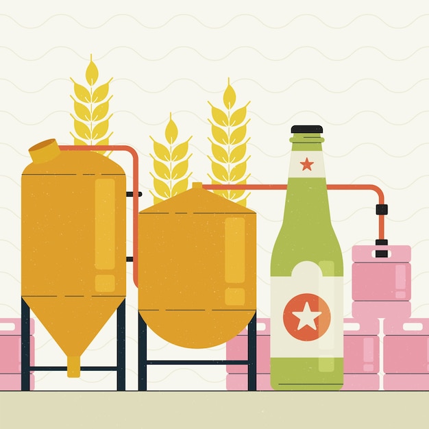 Vector hand drawn brewery illustration