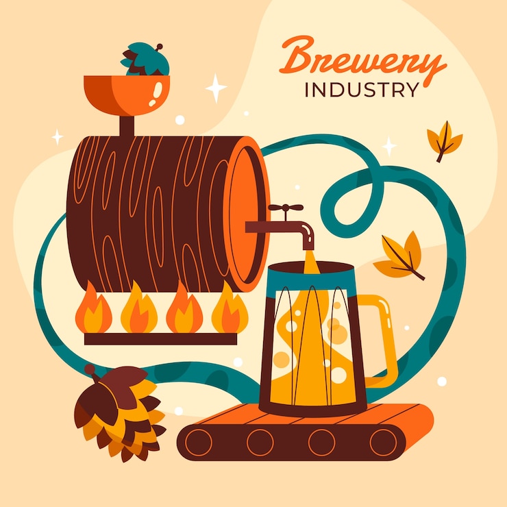 Vector hand drawn brewery illustration